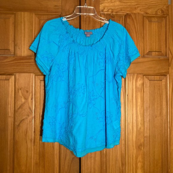 NWOT Vintage Laura Scott Top Blouse Short Sleeve Size L - Picture 1 of 8